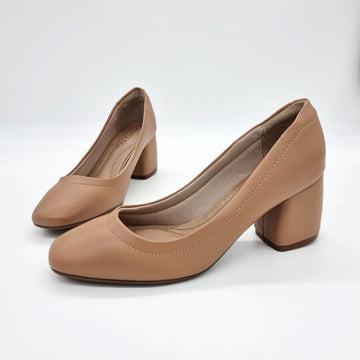 Beira Rio 4304-100 Block Heel Pump in Tan Napa